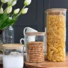 Opbevaringsglas med bambuslåg - Sæt af 3 stk.