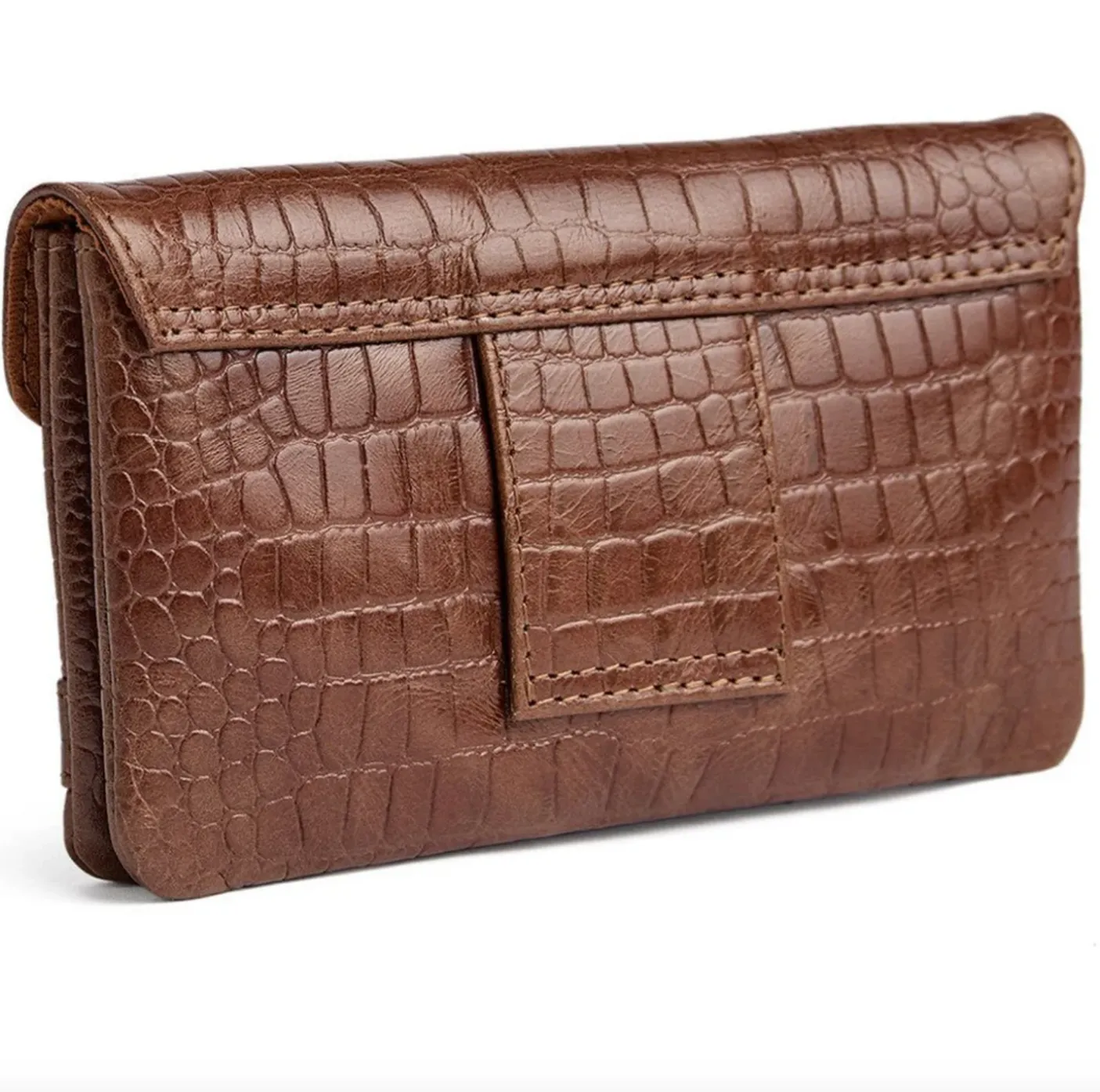 Pung croco i skind - Cognac
