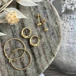 Ørestikker GIA - Klar sten 18K forgyldt