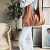 Shopper i blødt ruskind - Cognac