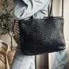 Shopper i flettet skind - Black