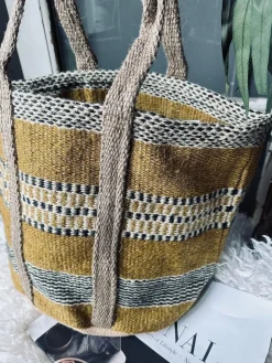 Shopper i kraftig Jute - Sennep