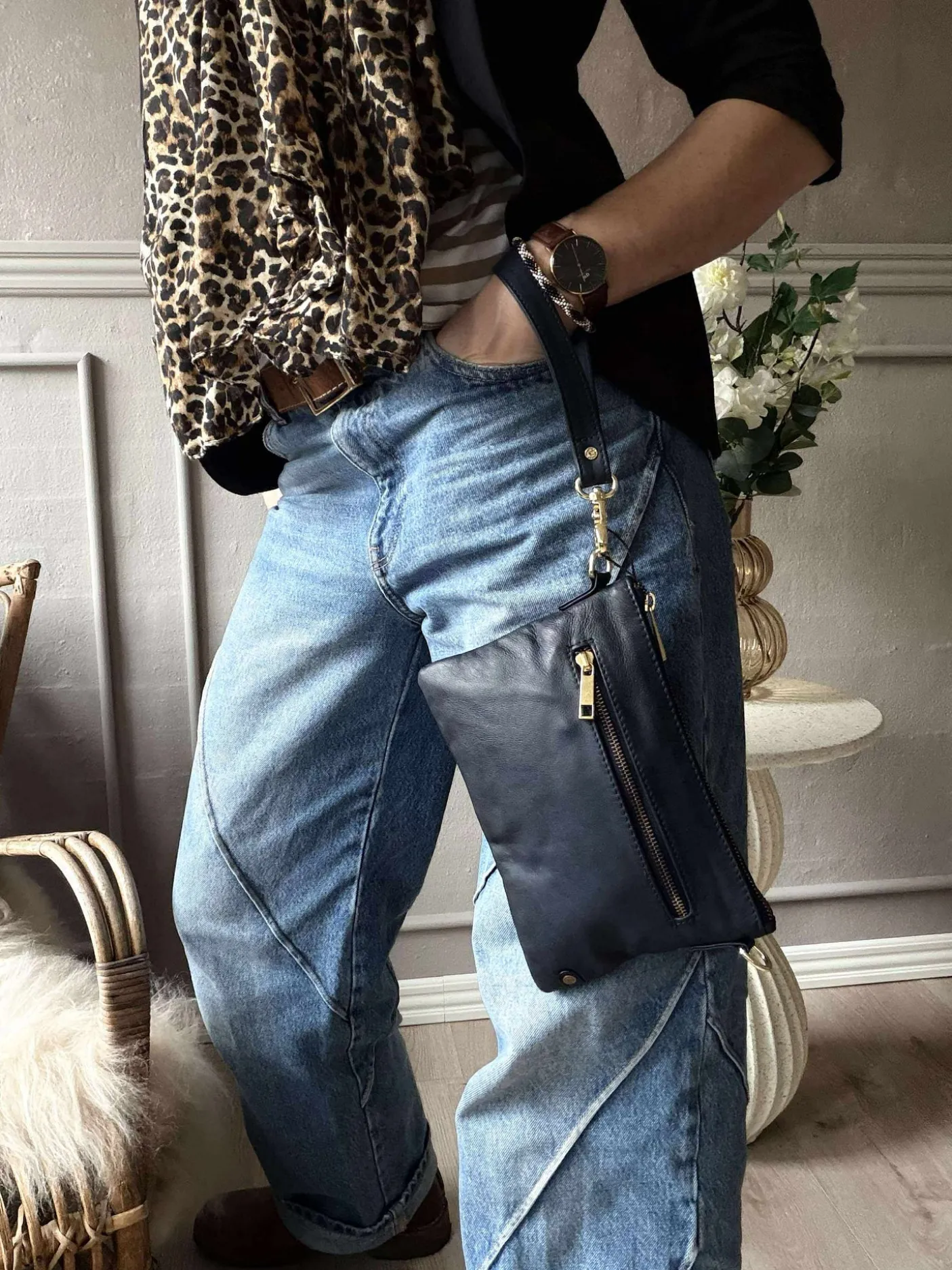 Smuk læder clutch - LADY Midnight Blue
