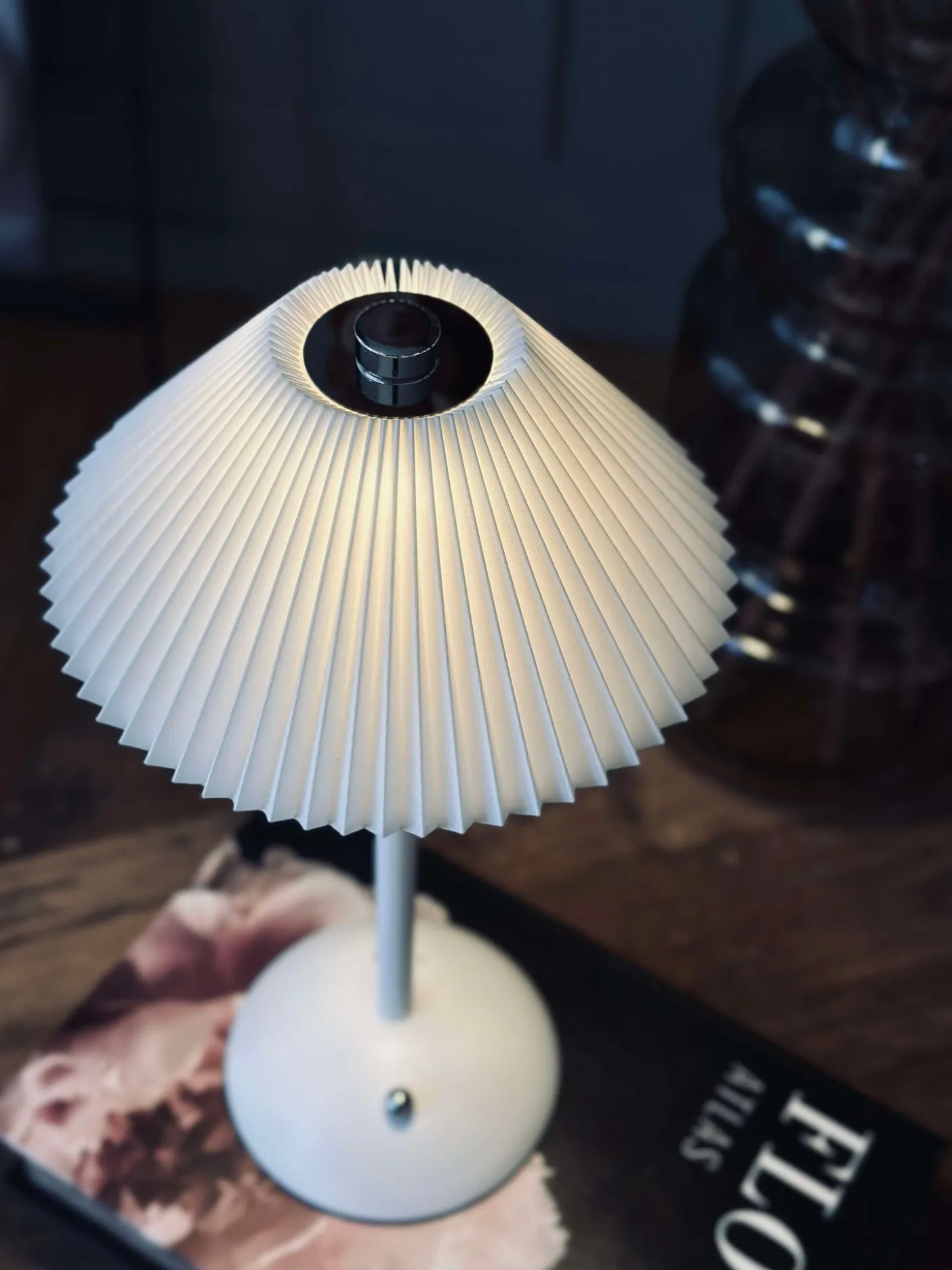 Touch Bordlampe Plissé Hvid