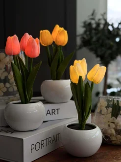 Tulipaner med lys - Gul