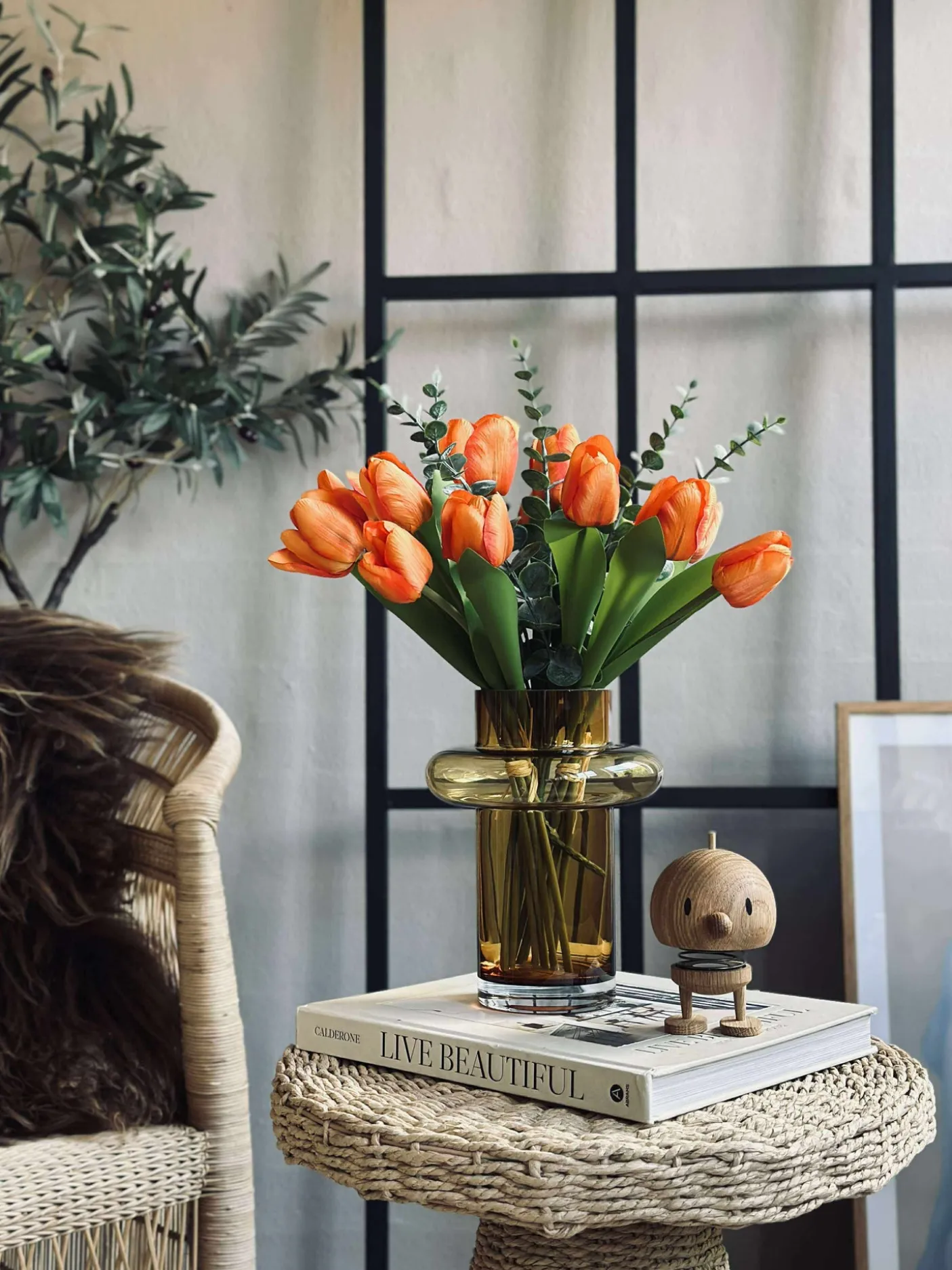 Vase i mundblæst glas - Lyngby amber