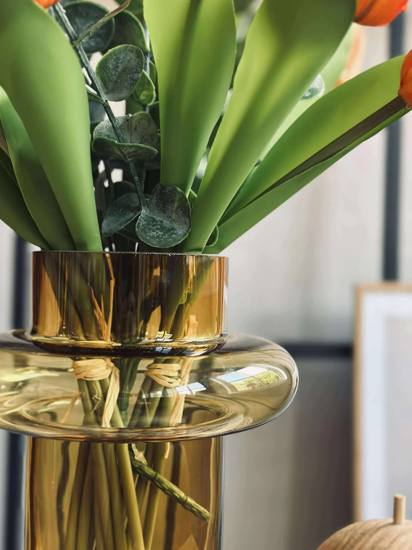 Vase i mundblæst glas - Lyngby amber