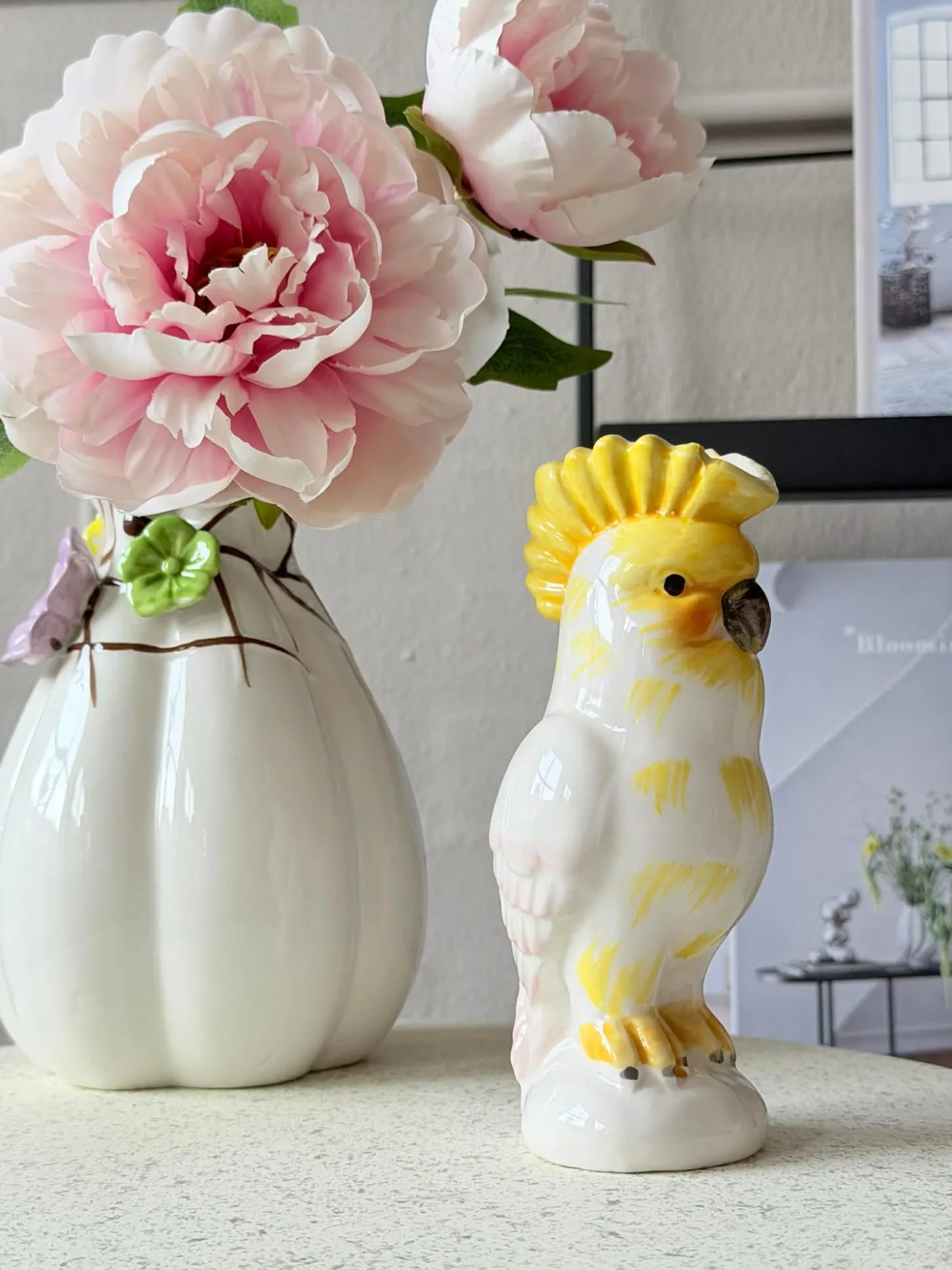 Vase med deko - Hvid eller Grøn