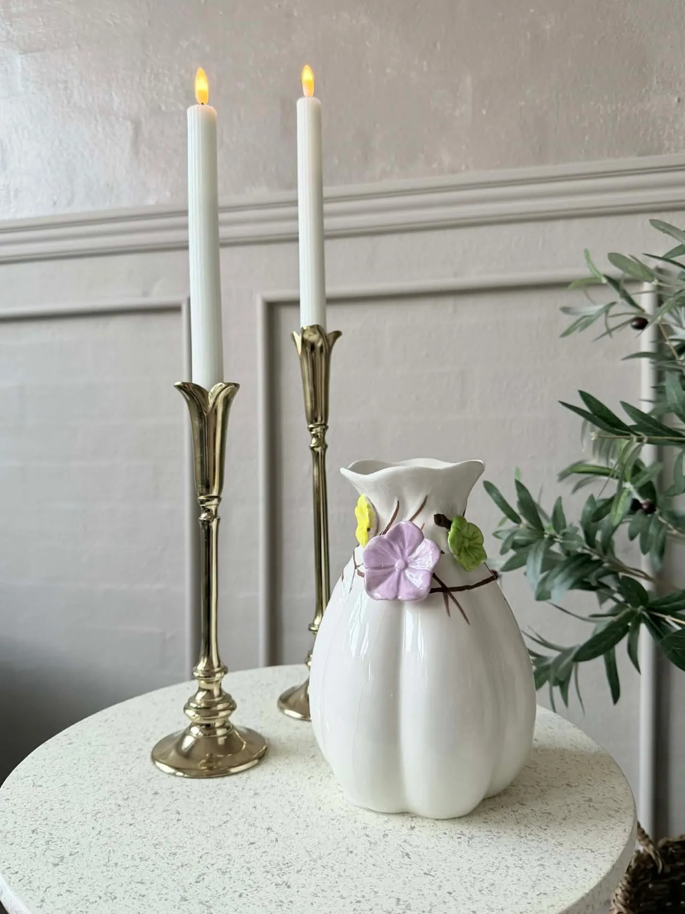 Vase med deko - Hvid eller Grøn