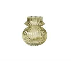 Vase med riller - Grønt glas